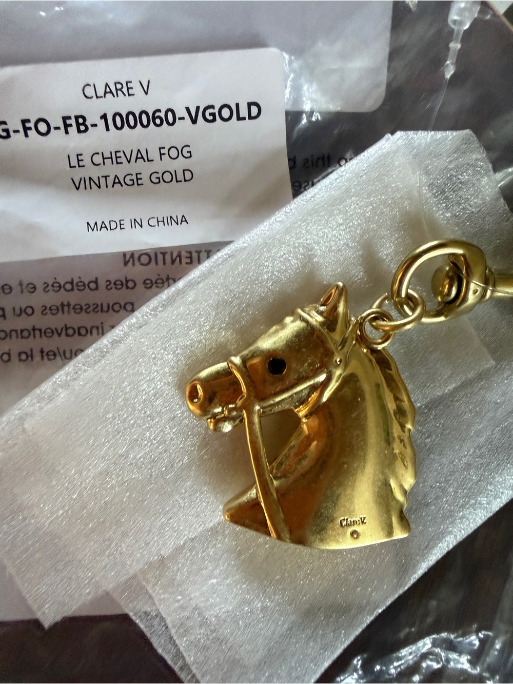 Clare V Vintage Gold Le Cheval Horse Bag Fob - Picture 2 of 4